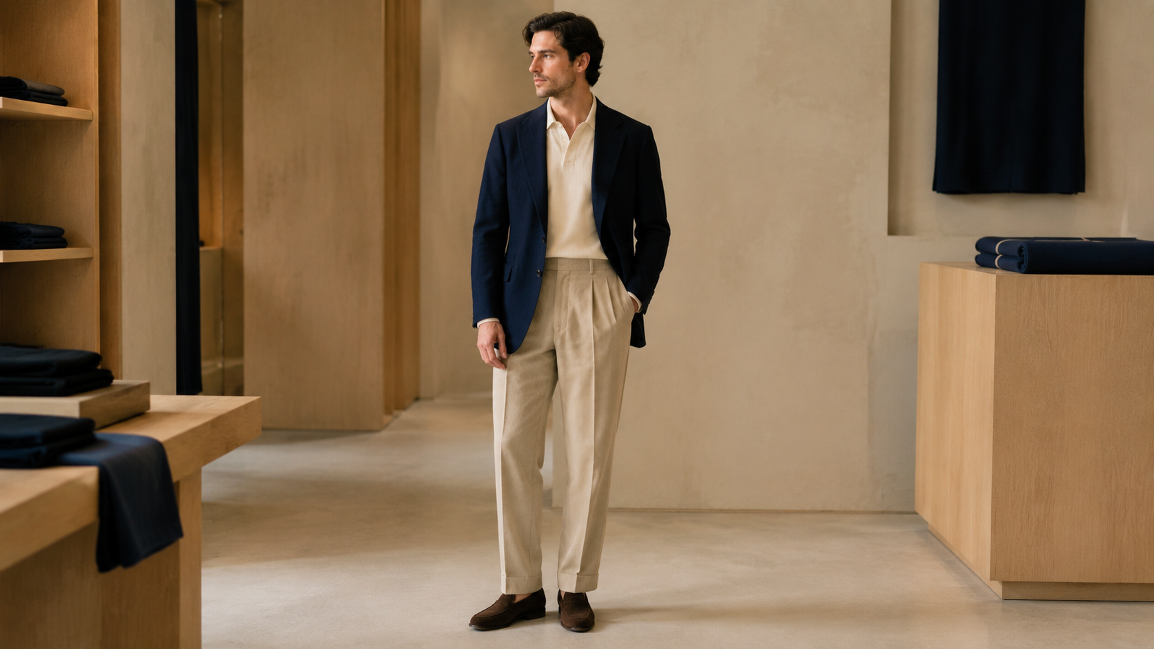 Silhouette aux lignes sobres illustrant le quiet luxury